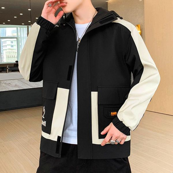 men's jackets mens fashion color matching hooded work jacket spring/autumn trendy student casual wind breaker couple clothes zip up hoo, Black;brown
men's jackets mens fashion color matching hooded work jacket spring/autumn trendy student casual wind breaker couple clothes zip up hoo, Black;brown