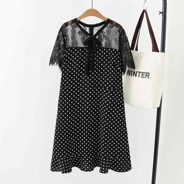 dresses plus size lace patchwork black dot women dress casual summer bow collar short sleeve ladies mermaid vestido female 4xl, Black;gray
dresses plus size lace patchwork black dot women dress casual summer bow collar short sleeve ladies mermaid vestido female 4xl, Black;gray