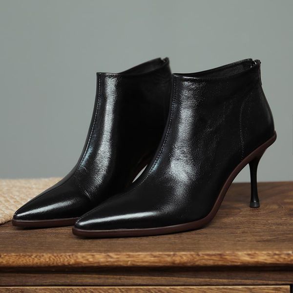 boots pointed toe genuine leather european style .5cm high thin heels zipper brown black color concise all-match gn29 muyisexi
boots pointed toe genuine leather european style .5cm high thin heels zipper brown black color concise all-match gn29 muyisexi