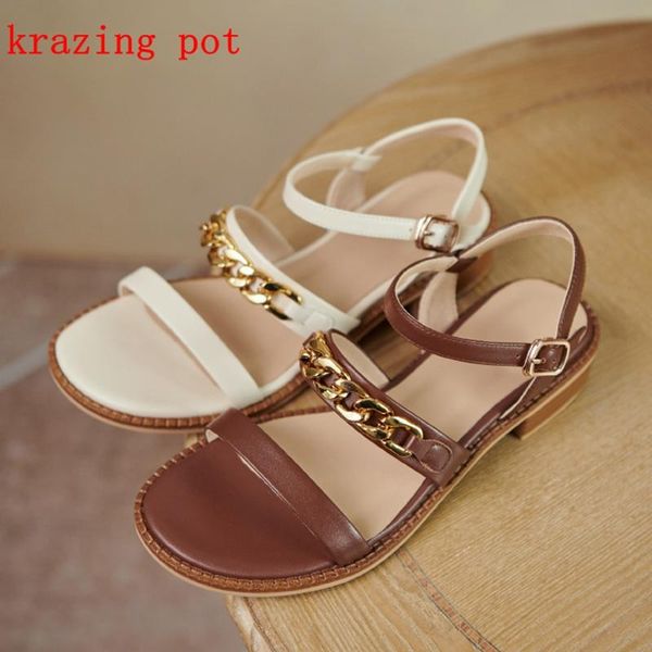 sandals krazing pot genuine leather med heels metal chains rome summer peep toe buckle straps gorgeous comfortable vacation l59, Black
sandals krazing pot genuine leather med heels metal chains rome summer peep toe buckle straps gorgeous comfortable vacation l59, Black