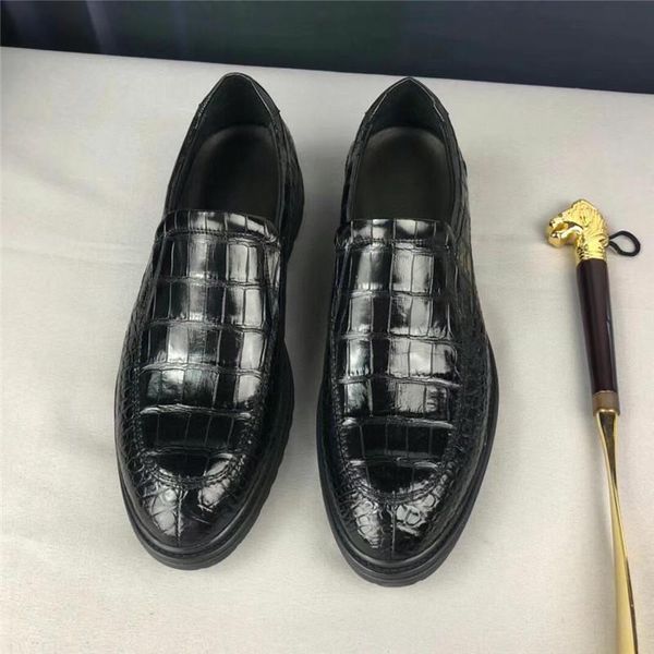 business casual style authentic crocodile skin men loafers exotic genuine alligator leather point toe male slip-on dress shoes, Black
business casual style authentic crocodile skin men loafers exotic genuine alligator leather point toe male slip-on dress shoes, Black