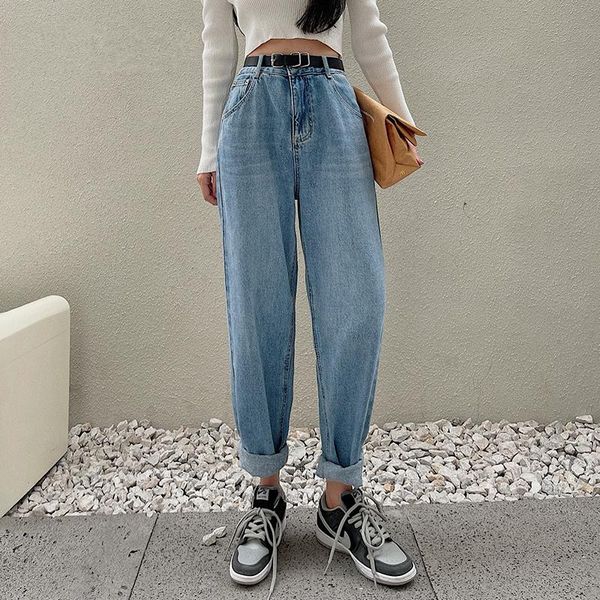 women's jeans 2021 autumn winter vintage with belted high waist harem pants blue streetwear straight female denim
women's jeans 2021 autumn winter vintage with belted high waist harem pants blue streetwear straight female denim