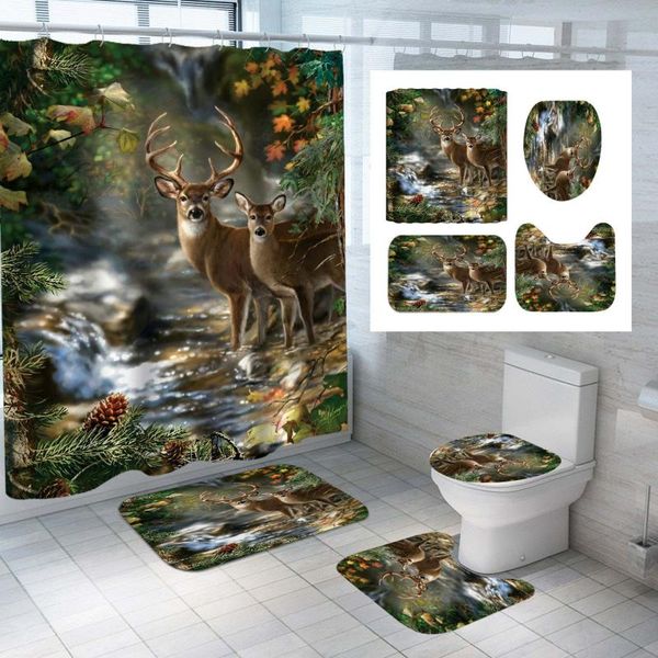 1/3/4 pcs merry christmas bathroom set forest creek deer elk pattern waterproof shower curtain toilet cover mat non slip rug curtains
1/3/4 pcs merry christmas bathroom set forest creek deer elk pattern waterproof shower curtain toilet cover mat non slip rug curtains