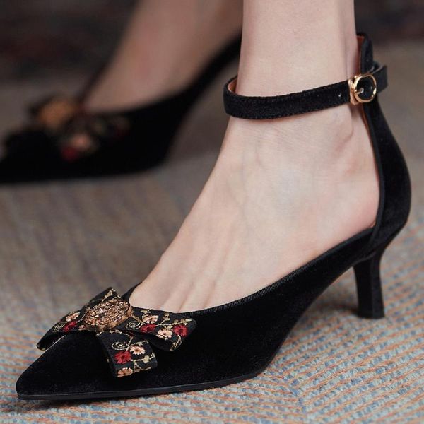 women's velvet thin high heel pointed toe ankle strap pumps elegant ladies evening heels bowtie slim dress shoes women, Black
women's velvet thin high heel pointed toe ankle strap pumps elegant ladies evening heels bowtie slim dress shoes women, Black