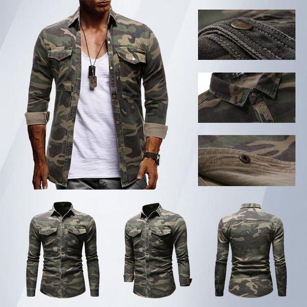 men's casual shirts fashion camouflage denim shirt army green long-sleeved loose jean outdoor top, White;black
men's casual shirts fashion camouflage denim shirt army green long-sleeved loose jean outdoor top, White;black