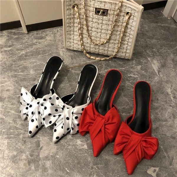 slippers 2021 autumn pointed toe polka dot bowknot shallow mouth high heels stiletto heel women's half, Black
slippers 2021 autumn pointed toe polka dot bowknot shallow mouth high heels stiletto heel women's half, Black