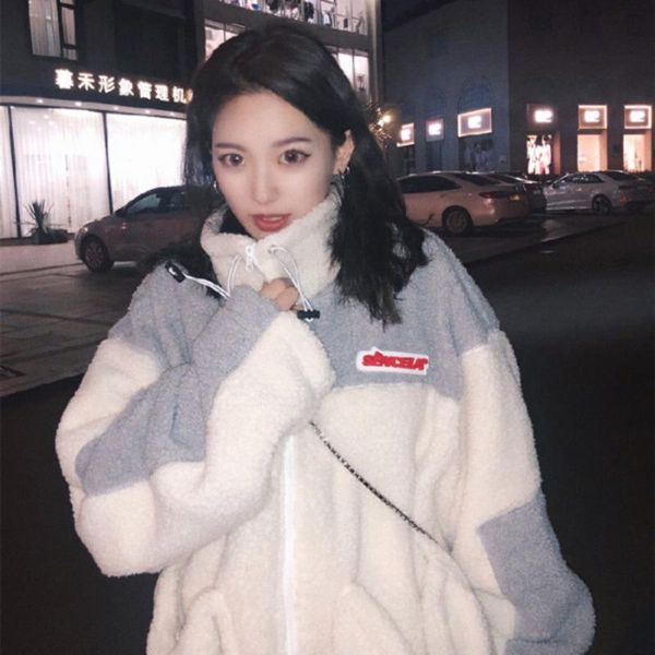 autumn and winter korean women's sweatshirt stitching zipper plus velvet thickening loose lamb wool wm* hoodies & sweatshirts, Black
autumn and winter korean women's sweatshirt stitching zipper plus velvet thickening loose lamb wool wm* hoodies & sweatshirts, Black