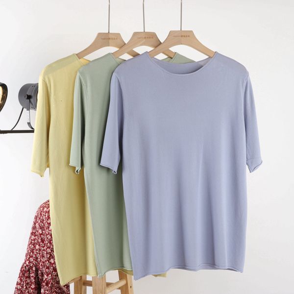 T-shirt Net red short women's 2021 new summer ice silk super fire loose top fashionable knitting half sleeve T-shirt, White
T-shirt Net red short women's 2021 new summer ice silk super fire loose top fashionable knitting half sleeve T-shirt, White
