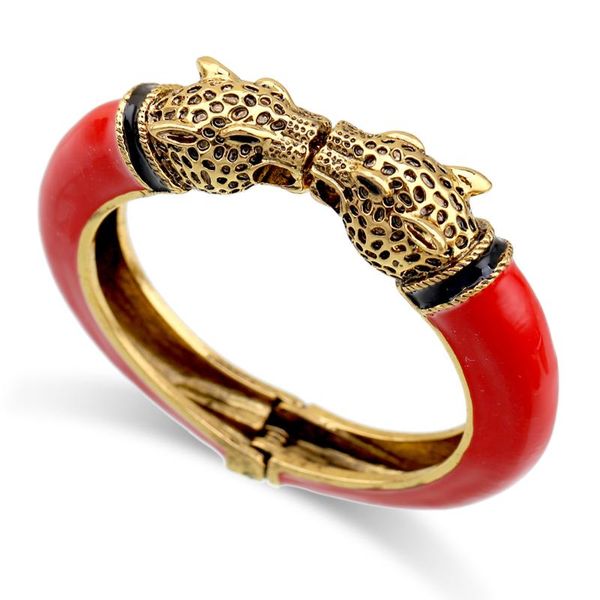bangle trendy double leopard head enamel statement for women girls gold plated animal vintage pulseira, Black
bangle trendy double leopard head enamel statement for women girls gold plated animal vintage pulseira, Black