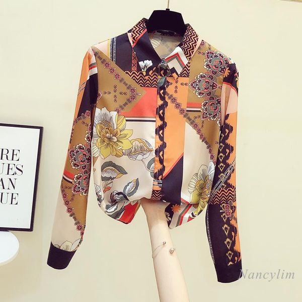 women's blouses & shirts women fashion print shirt temperament long-sleeved chiffon female lady office wear blusas nancylim, White
women's blouses & shirts women fashion print shirt temperament long-sleeved chiffon female lady office wear blusas nancylim, White