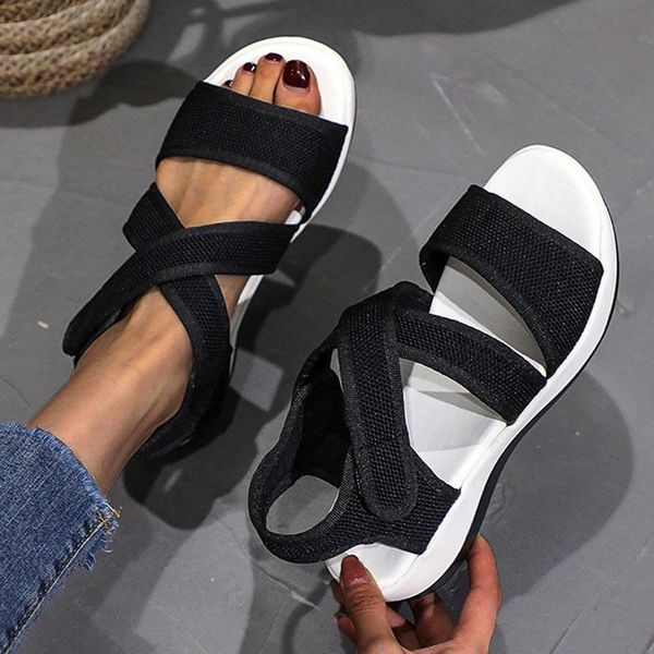 sandals women's summer elastic fabric platform women shoes female slip on knitted ladies casual 2021 footwear, Black
sandals women's summer elastic fabric platform women shoes female slip on knitted ladies casual 2021 footwear, Black