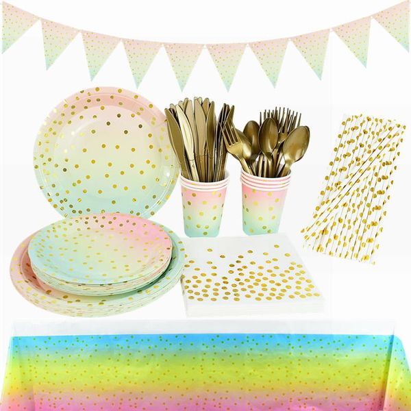 disposable dinnerware rainbow gradient color tableware bronzing dot paper plant cup napkin wedding birthday party decoration baby shower 8
disposable dinnerware rainbow gradient color tableware bronzing dot paper plant cup napkin wedding birthday party decoration baby shower 8