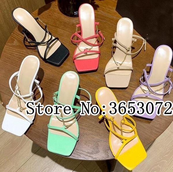 dress shoes metal chain t-strap girl open toe sandals ankle wrap gladiator designer women stiletto high heels sandalias de las mujeres, Black
dress shoes metal chain t-strap girl open toe sandals ankle wrap gladiator designer women stiletto high heels sandalias de las mujeres, Black