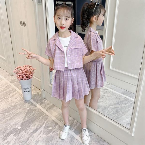 children plaid suit for teenage girl short sleeve blazer and skirts two piece sets casual summer kids clothes girls outfits, White
children plaid suit for teenage girl short sleeve blazer and skirts two piece sets casual summer kids clothes girls outfits, White