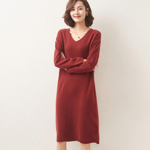 casual dresses beliarst women 2021 v-neck ladies loose fall/winter style knitted pullover 100% wool sweater long over-the-knee dress, Black;gray
casual dresses beliarst women 2021 v-neck ladies loose fall/winter style knitted pullover 100% wool sweater long over-the-knee dress, Black;gray