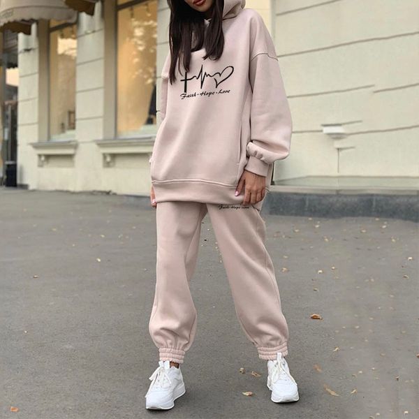 women's tracksuits print set oversize fleece sport two piece casual woman winter hooded long sleeve hoodie pants suit tc4n, Gray
women's tracksuits print set oversize fleece sport two piece casual woman winter hooded long sleeve hoodie pants suit tc4n, Gray