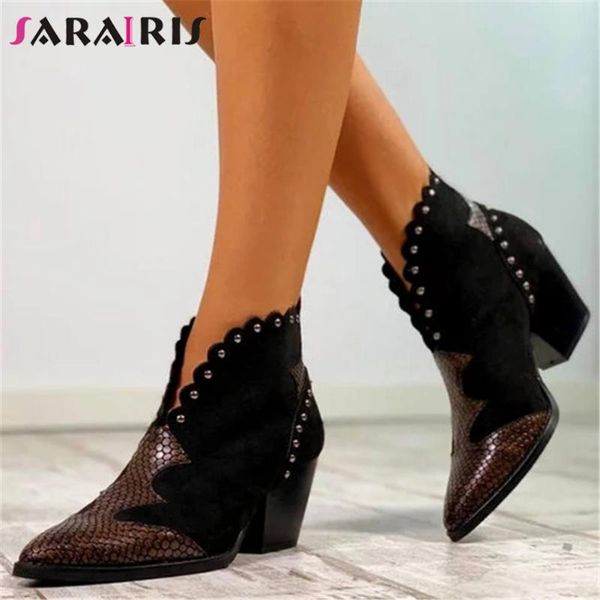 boots sarairis retro lady rivet fashion casual brand spring high heels ankle women pointed toe patchwork shoes woman, Black
boots sarairis retro lady rivet fashion casual brand spring high heels ankle women pointed toe patchwork shoes woman, Black