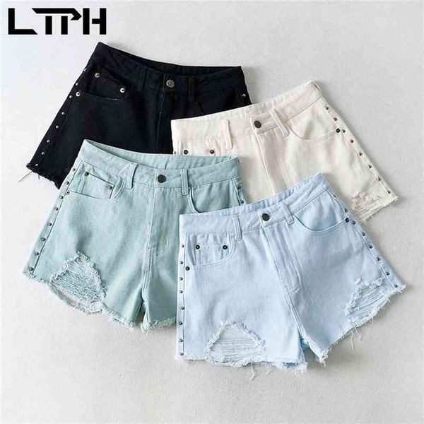 ltph hole irregular high waist woman jeans candy color do old wide leg pants casual all-match denim shorts summer 210423, Blue
ltph hole irregular high waist woman jeans candy color do old wide leg pants casual all-match denim shorts summer 210423, Blue