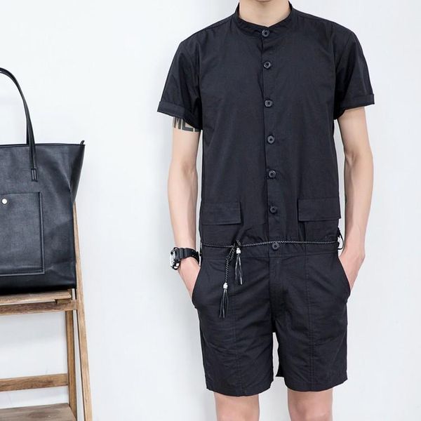 men's pants 2021 clothing gd fashion hair stylist stand collar slim jumpsuit one piece overalls niform singer costumes, Black
men's pants 2021 clothing gd fashion hair stylist stand collar slim jumpsuit one piece overalls niform singer costumes, Black