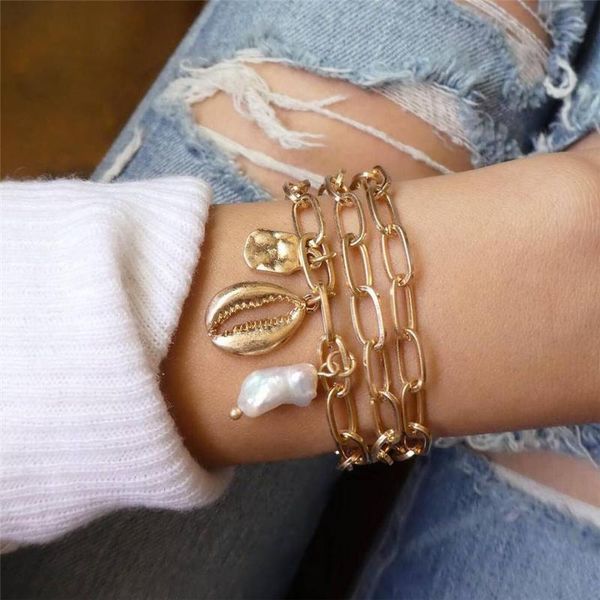 link, chain fashion shell ladies bracelet gold round pendant charm simple white multi-layer jewelry accessories, Black
link, chain fashion shell ladies bracelet gold round pendant charm simple white multi-layer jewelry accessories, Black