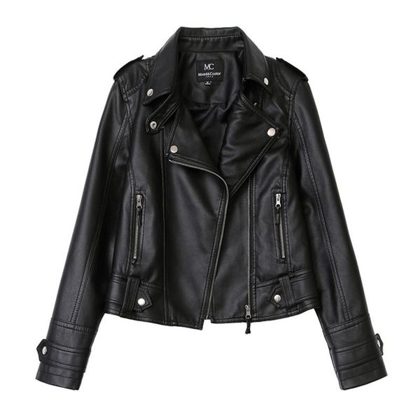 women's leather & faux fashion short jacket women 2021 casual korean ladies pu coats black white lapel motorcycle jackets f998
women's leather & faux fashion short jacket women 2021 casual korean ladies pu coats black white lapel motorcycle jackets f998