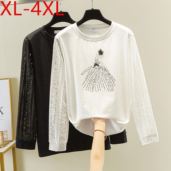 plus size t-shirt missfansiqi autumn women o neck long sleeve hollow out lace patchwork cotton large loose casual tees, Black
plus size t-shirt missfansiqi autumn women o neck long sleeve hollow out lace patchwork cotton large loose casual tees, Black