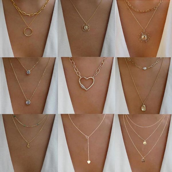 pendant necklaces bohemian multilayer pearl chain necklace for women crystal moon star gold color choker jewelry gift accessories, Silver
pendant necklaces bohemian multilayer pearl chain necklace for women crystal moon star gold color choker jewelry gift accessories, Silver