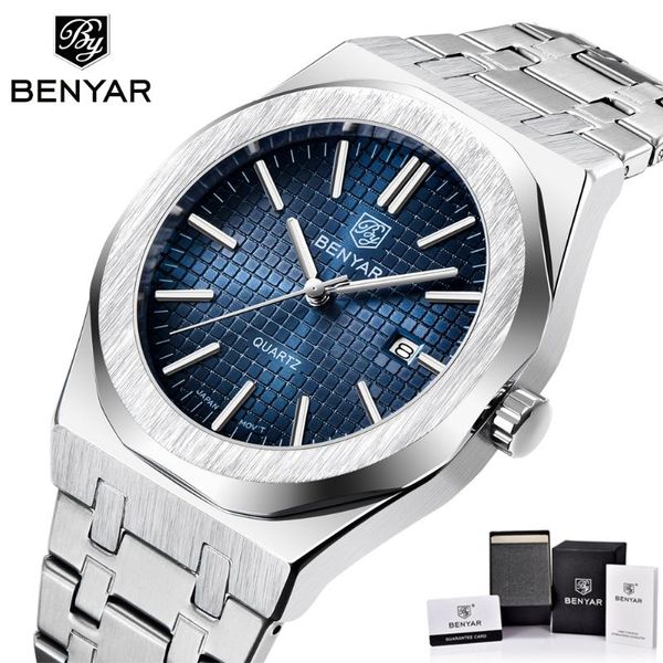 relogio masculino benyar men watch auto date waterproof blue face stainless steel quartz watches mens luxury business male clock wristwatche, Slivery;brown
relogio masculino benyar men watch auto date waterproof blue face stainless steel quartz watches mens luxury business male clock wristwatche, Slivery;brown