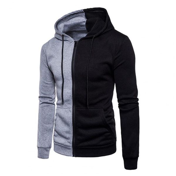 men's hoodies & sweatshirts hooded zipper closure men jacket patchwork long sleeve drawstring side pockets sweatshirt male clothing, Black
men's hoodies & sweatshirts hooded zipper closure men jacket patchwork long sleeve drawstring side pockets sweatshirt male clothing, Black