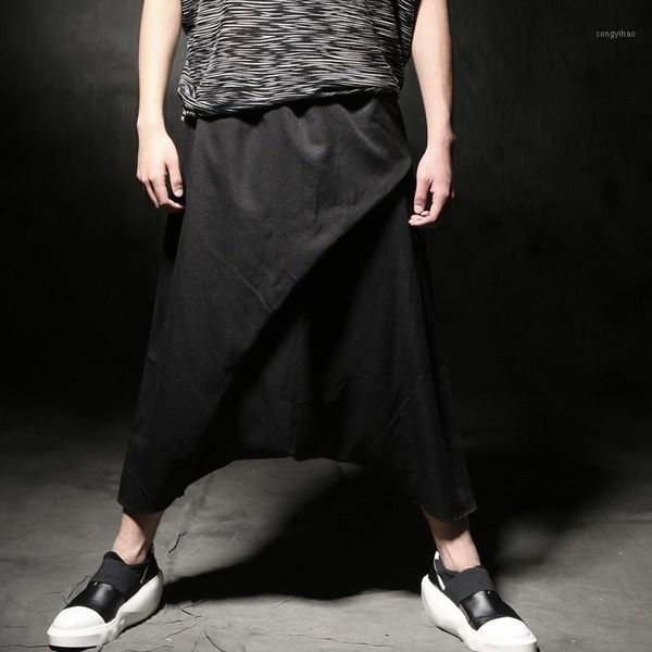 men's pants 2021 summer fashion personality unsymmetrical loose and low crotch cross casual hiphop singer costumes, Black
men's pants 2021 summer fashion personality unsymmetrical loose and low crotch cross casual hiphop singer costumes, Black