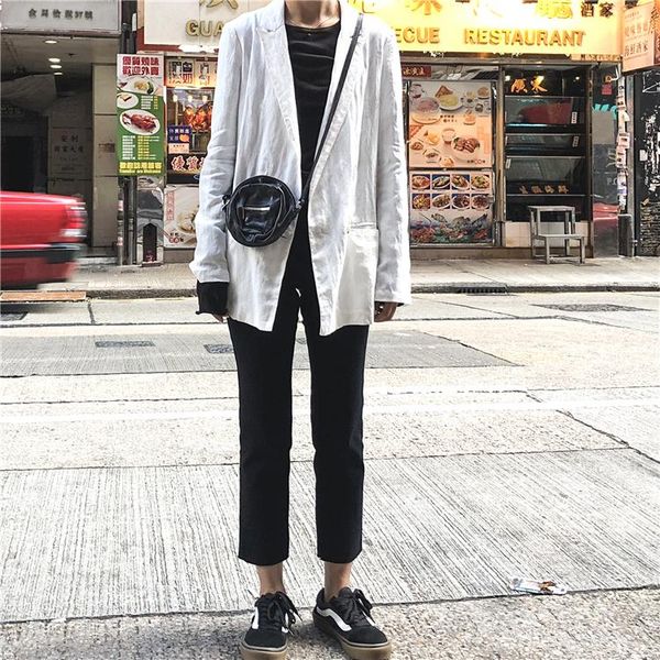 women's suits & blazers to gladself female 2021 designer fashion casual long sleeve jacket autumn thin simple solid black white blazer, White;black
women's suits & blazers to gladself female 2021 designer fashion casual long sleeve jacket autumn thin simple solid black white blazer, White;black