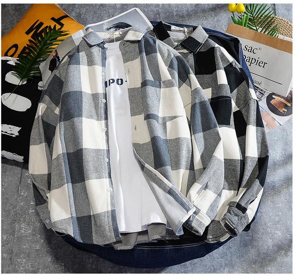 puimentiua japan style mens shirt plaid shirt men shirts forcheckeredmen blouse s-3xl autumn new arrival, White;black
puimentiua japan style mens shirt plaid shirt men shirts forcheckeredmen blouse s-3xl autumn new arrival, White;black