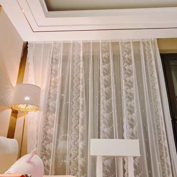 solid white gauze lace curtains mosquito-proof bay window curtain fabric drapes living room decorative balcony partition &
solid white gauze lace curtains mosquito-proof bay window curtain fabric drapes living room decorative balcony partition &