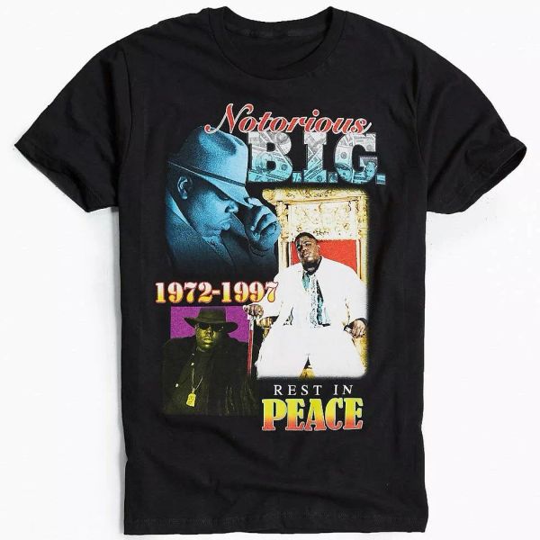 notorious b.i.g. big rip rest in peace biggie smalls t-shirt new 100% authentic, White;black
notorious b.i.g. big rip rest in peace biggie smalls t-shirt new 100% authentic, White;black