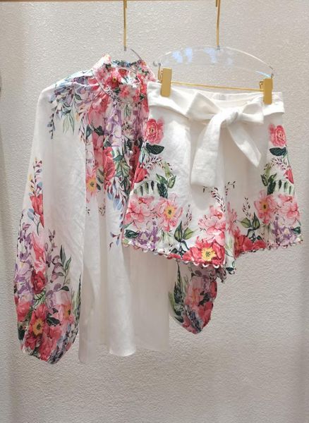 linen short set lady lantern sleeve multicolor floral print blouse + high waist shorts vocation two piece women's tracksuits, Gray
linen short set lady lantern sleeve multicolor floral print blouse + high waist shorts vocation two piece women's tracksuits, Gray