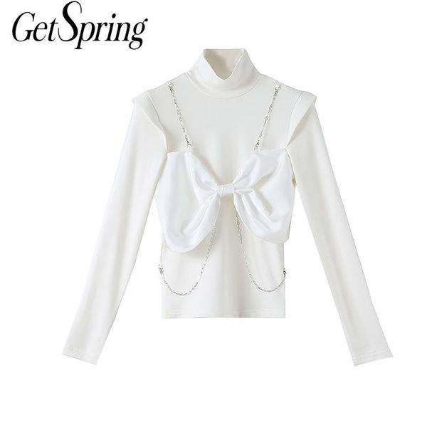 getspring women t shirt bow patchwor color matching turtleneck long sleeve black white vintage tshirt women's t-shirt
getspring women t shirt bow patchwor color matching turtleneck long sleeve black white vintage tshirt women's t-shirt