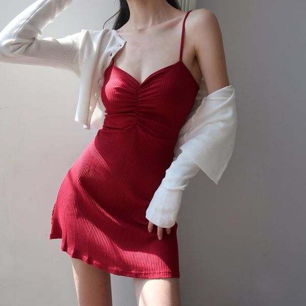 casual dresses slim v-neck dress with thin temperament, Black;gray