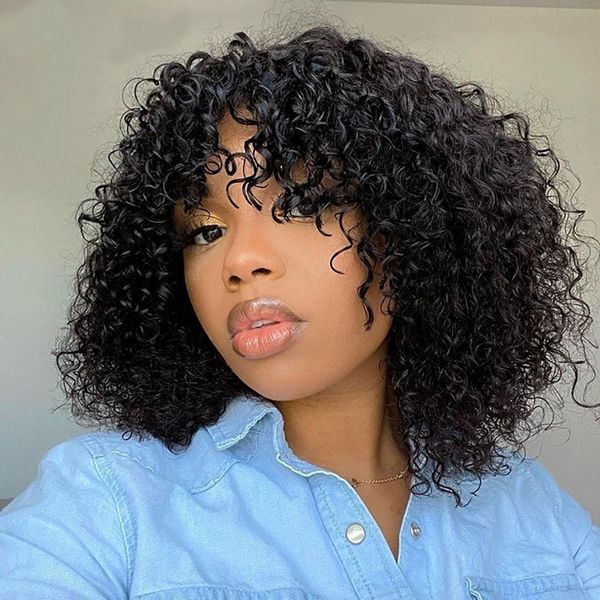 bob wigs human hair glueless mongolian jerry curly machine made wig with bangs 150%, Black;brown
bob wigs human hair glueless mongolian jerry curly machine made wig with bangs 150%, Black;brown