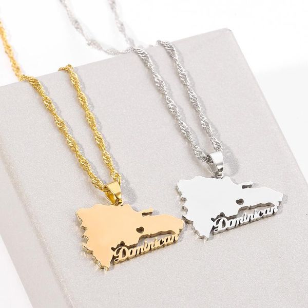 pendant necklaces stainless steel map of dominican chain choker republic necklace for women lover's engagement jewelry gifts, Silver
pendant necklaces stainless steel map of dominican chain choker republic necklace for women lover's engagement jewelry gifts, Silver