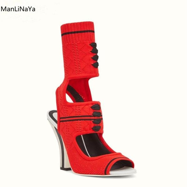 peep toe high women sandals strange style stripe heel wool knitting summer female boots runway lace hollow out ladies shoes, Black
peep toe high women sandals strange style stripe heel wool knitting summer female boots runway lace hollow out ladies shoes, Black