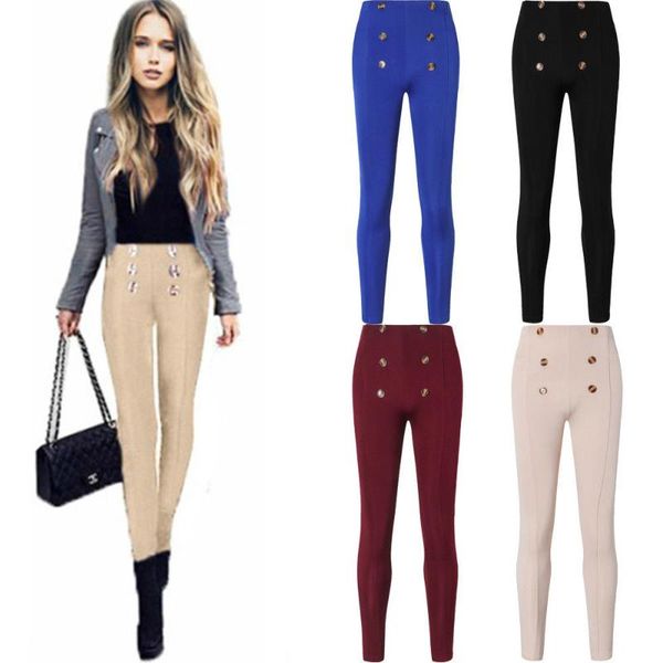 women's pants & capris women ladies stretchy high waist long pant casual solid button pencil trousers, Black;white
women's pants & capris women ladies stretchy high waist long pant casual solid button pencil trousers, Black;white