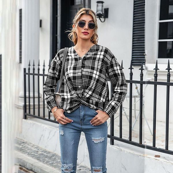 plaid printed long sleeve shirt women clothes v neck spring and autumn button up casual plus size ladies shirts blouse women's blouses, White
plaid printed long sleeve shirt women clothes v neck spring and autumn button up casual plus size ladies shirts blouse women's blouses, White