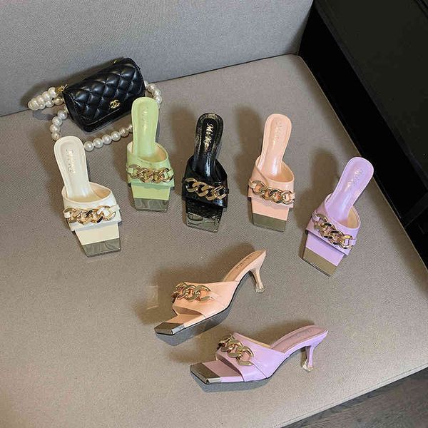 slippers fashion women square toe metal chain thin high heels solid color party pumps summer dress shoes woman purple white pink 3, Black
slippers fashion women square toe metal chain thin high heels solid color party pumps summer dress shoes woman purple white pink 3, Black