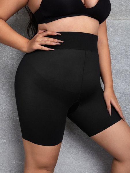 plus high waisted shapewear shorts k4mi#, Black;white 
plus high waisted shapewear shorts k4mi#, Black;white