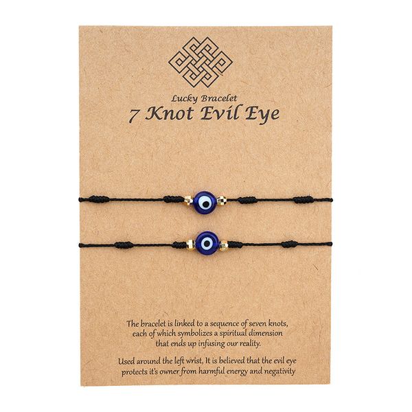 7-knot red rope bracelet, 2-piece devil eye woven couple card bracelet, Golden;silver
7-knot red rope bracelet, 2-piece devil eye woven couple card bracelet, Golden;silver