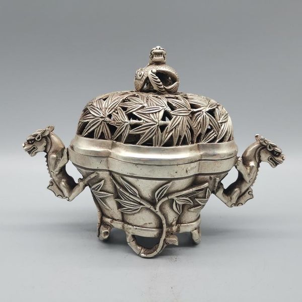 fragrance lamps china fine workmanship tibetan silver white copper sculpture " hollow out dragons censer metal crafts decoration
fragrance lamps china fine workmanship tibetan silver white copper sculpture " hollow out dragons censer metal crafts decoration