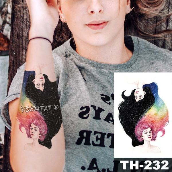 temporary tattoos waterproof tattoo sticker black starry sky and rainbow hair girl pattern water transfer body art flash fake tatoo
temporary tattoos waterproof tattoo sticker black starry sky and rainbow hair girl pattern water transfer body art flash fake tatoo