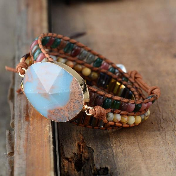 charm bracelets exclusive designer japser crystal onyx 3 strands wrap bracelet bohemia adjustable leather holiday jewelry, Golden;silver
charm bracelets exclusive designer japser crystal onyx 3 strands wrap bracelet bohemia adjustable leather holiday jewelry, Golden;silver