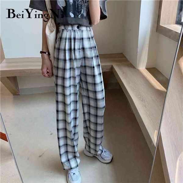 vintage casual wide leg pants female plaid korean style autumn women loose harajuku streetwear trousers bf 210506, Black;white
vintage casual wide leg pants female plaid korean style autumn women loose harajuku streetwear trousers bf 210506, Black;white