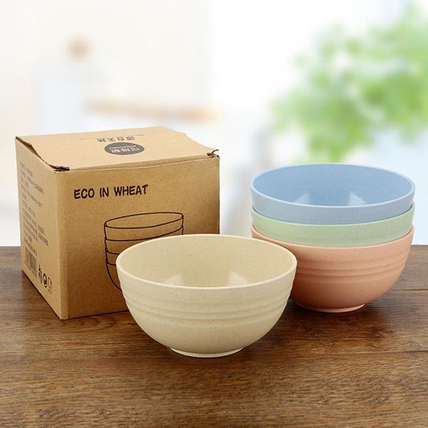 bowls 4pcs/set kitchen tableware wheat straw bowl rice container eco-friendly cutlery